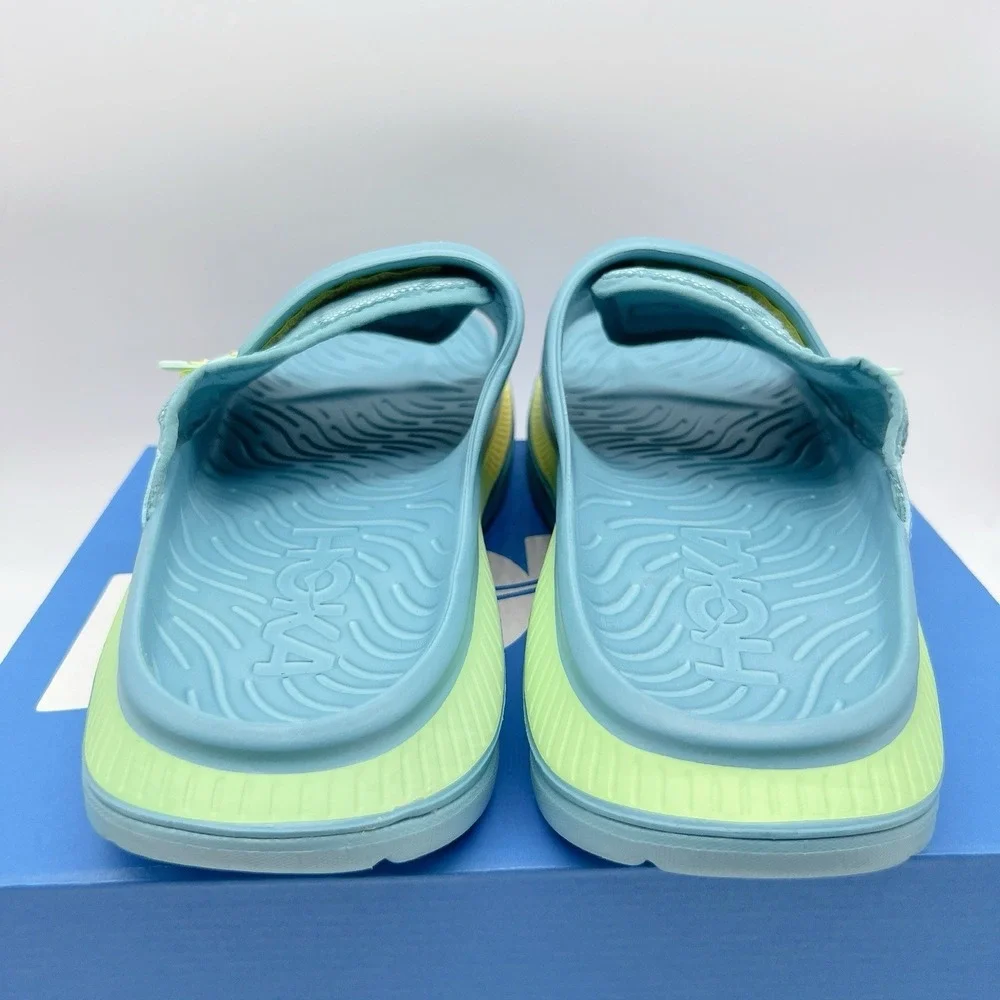 Hoka One One Ora Luxe - Ocean Mist/ Citrus Glow Recovery Slides Mens US 14